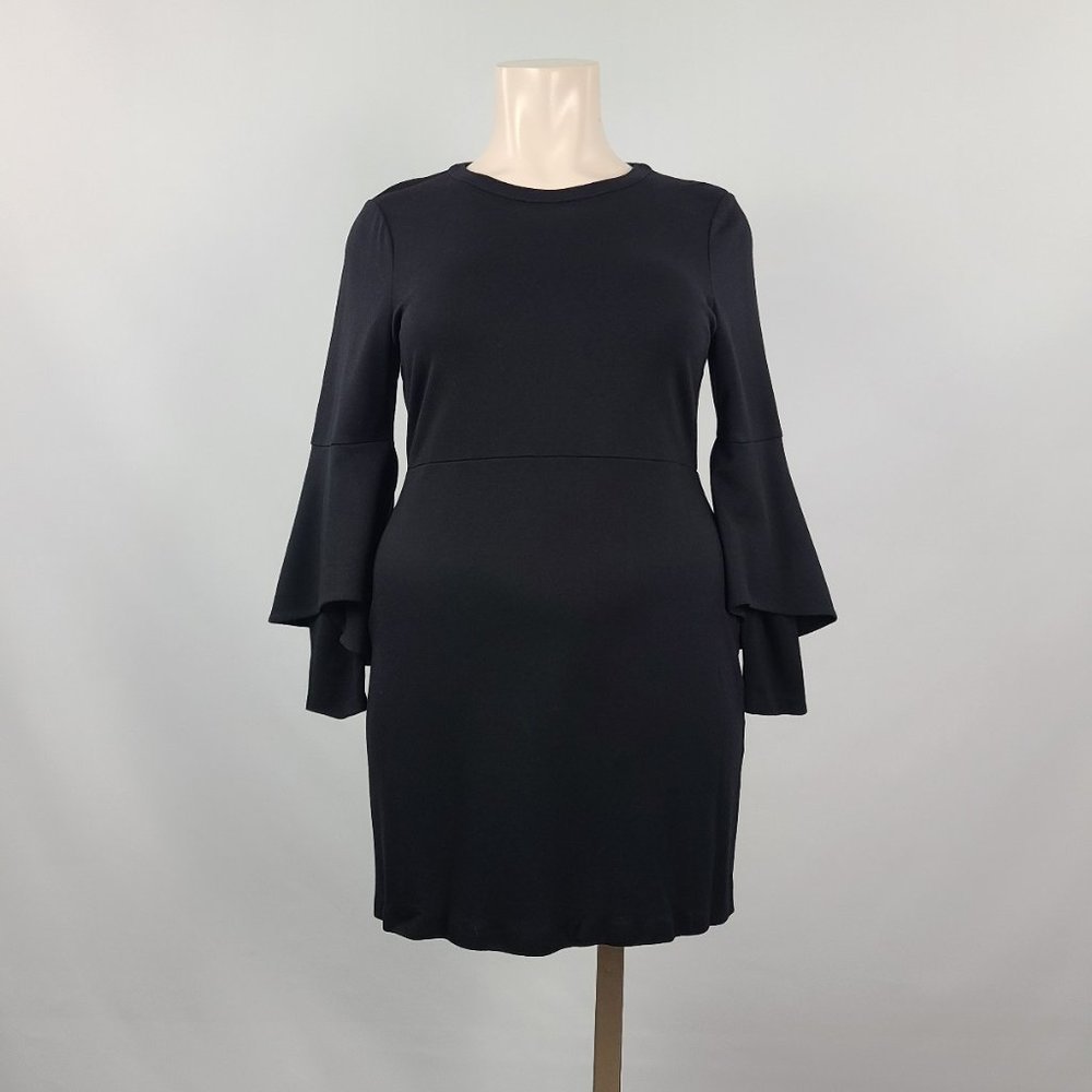 Halston Black Knee Length Flare Sleeve Dress Size L/XL